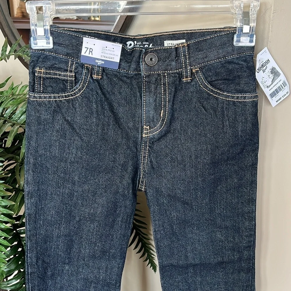 Brand New OshKosh B'Gosh Straight Jeans Dark Wash Denim Adjustable Waistband